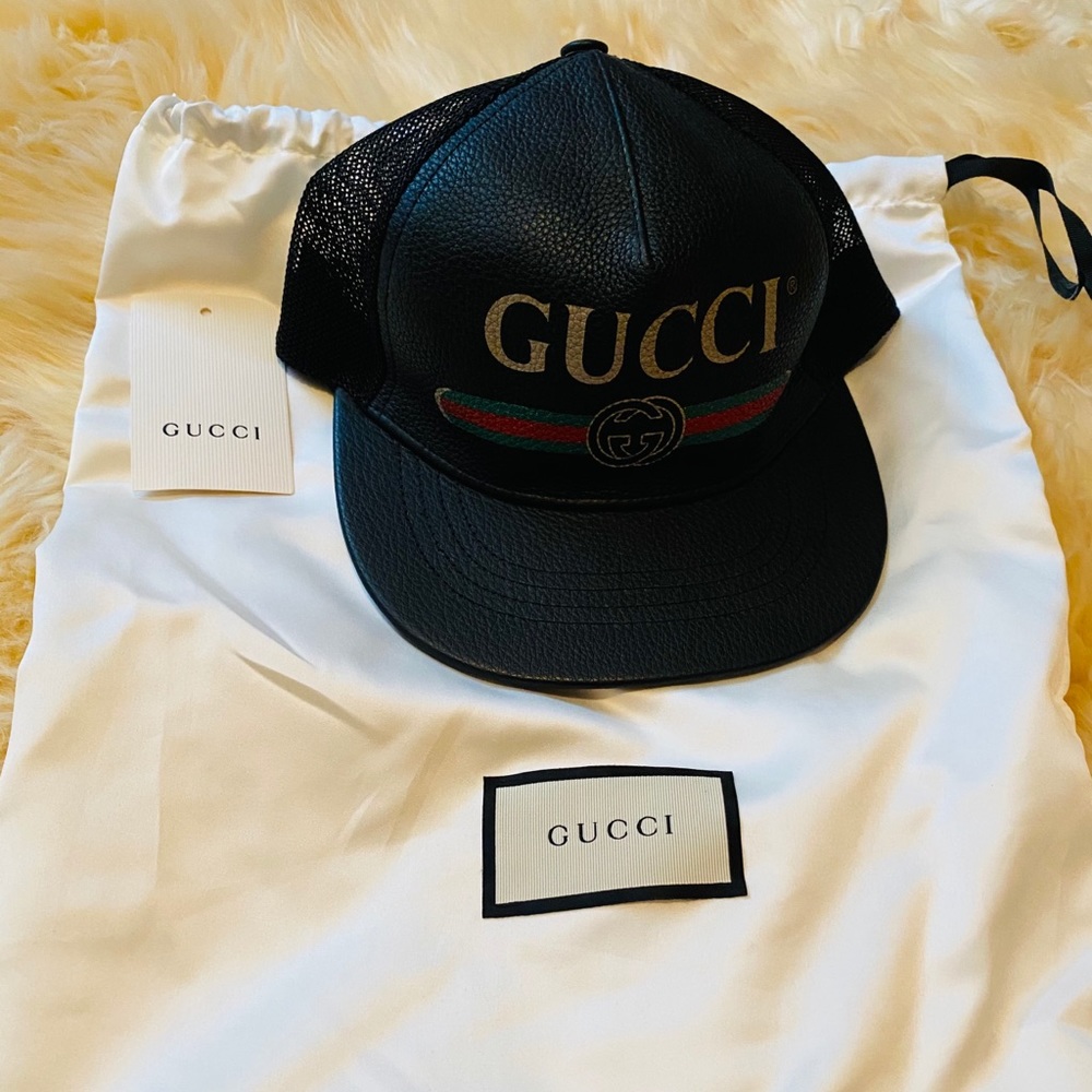 ✅Brand New Leather Gucci Hat W/ Dust Bag & Tags✅